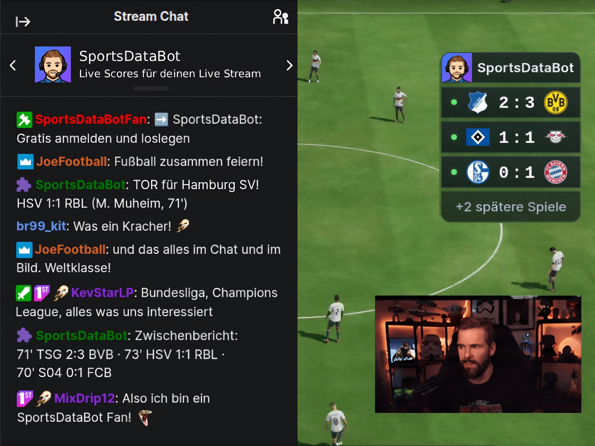 SportsDataBot Extension im Twitch-Chat